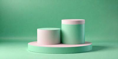 The primary subject of the image is a stack of three pink and green boxes. The setting is a green background, which creates a contrast with the colors of the boxes. The visual style is a photo, capturing the details of the boxes and their arrangement. The colors and mood of the image are predominantly pink and green, giving it a vibrant and lively atmosphere.